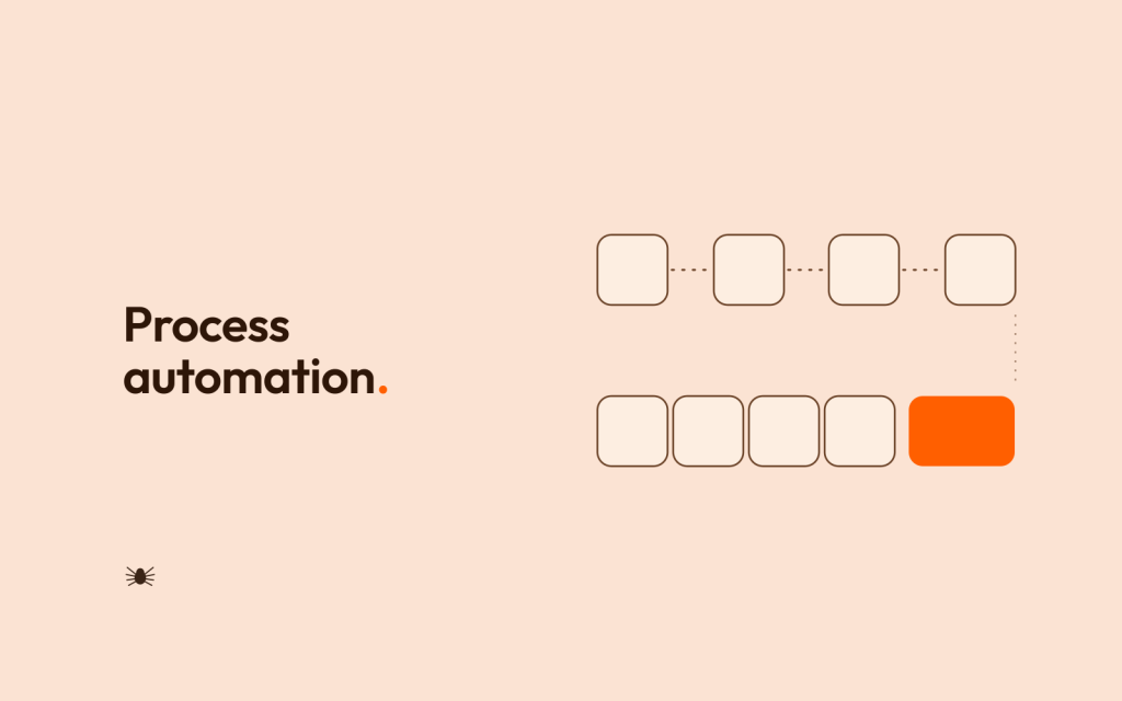 The same five process steps shown twice: spaced apart with gaps above, and butted together below, finishing earlier with the time saved marked in orange